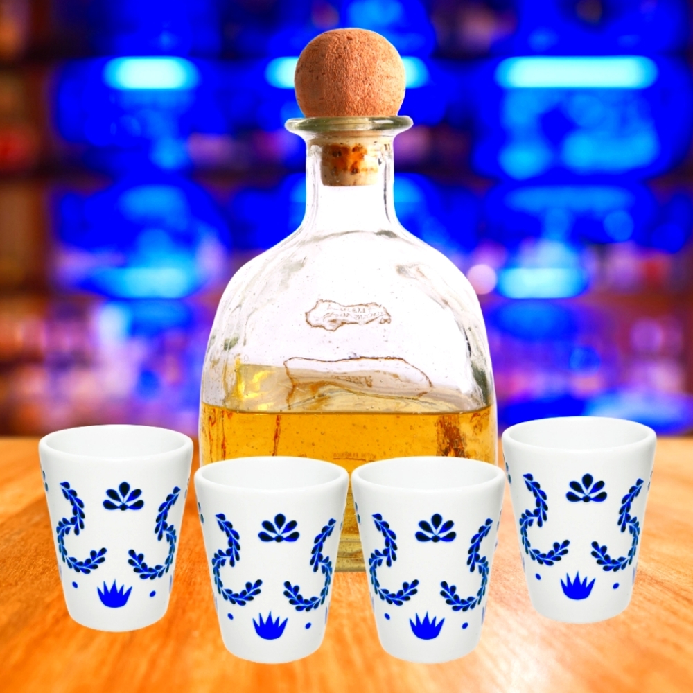 Set of 4 Shot Glasses | EstiloAzul Design | Handcrafted Blue Ceramic | Inspired